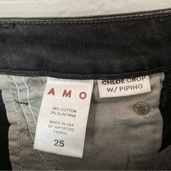 AMO Chloe Crop with Piping Black Natural Wash Jeans, Size 25 - Picture 7 of 10